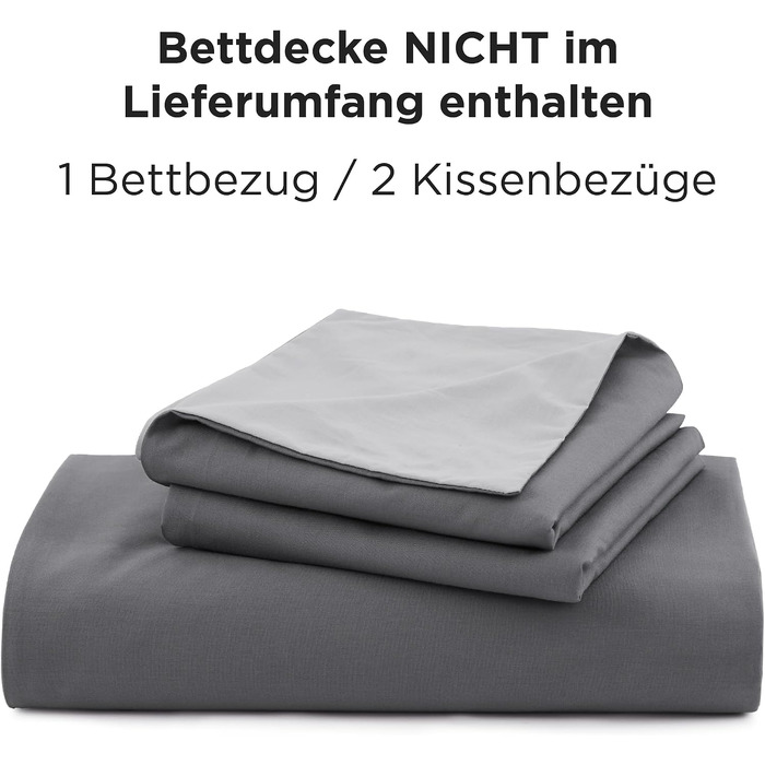 Комплект постільної білизни BEDSURE з бавовни, 4 предмети, 135x200 см, темно-сірий/сірий (2 наволочки 80x80 см)
