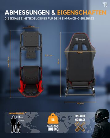 Ігрове крісло для симулятора Ranqer Racing Seat: ергономічне сидіння з екошкіри для SimRacing (PC, PlayStation, Xbox)