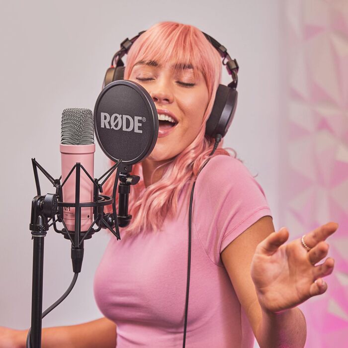 Студійний мікрофон Rode NT1 Signature Pink з мікрофонною стійкою keepdrum