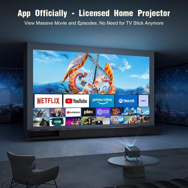 Smart-проектор VOPLLS 4K Mini Beamer з автофокусом та автокоррекцією трапеції, 700 ANSI люмен, Full HD 1080P, WiFi 6, Bluetooth, портативний домашній кінотеатр для смартфонів (Сріблястий)