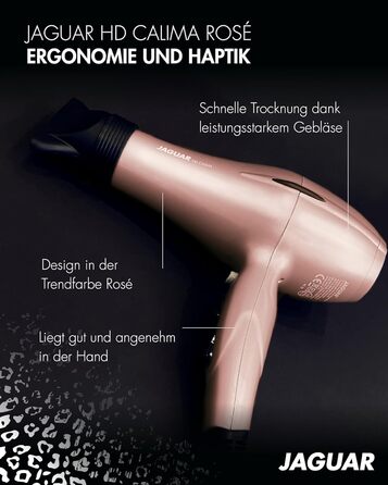 Фен JAGUAR HD CALIMA Rosé, професійний, потужний, з холодним обдувом та регулюванням нагріву і повітряного потоку, для укладання волосся