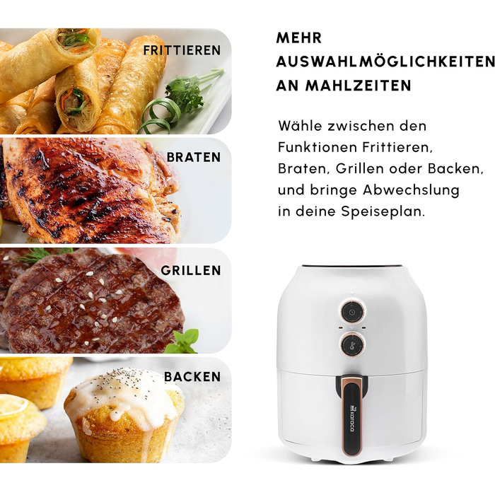 Аерофритюрниця Karaca Multifry 3,5 л 1350 Вт біла, енергозберігаюча, легке очищення, здорова смаження, аерофрайєр