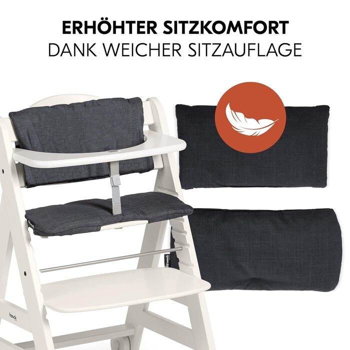 Високий стільчик для годування Hauck Beta+ Newborn Set Premium Dark Grey - комплект для новонароджених, з функцією гойдалки, подушкою та підносом