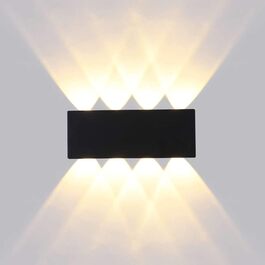 Світильник настінний LED Lightsjoy 16Вт, чорний, для внутрішнього та зовнішнього використання, сучасний дизайн, IP65, водонепроникний, алюмінієвий корпус, освітлення для сходів, вітальні, спальні, коридору, тепле біле світло