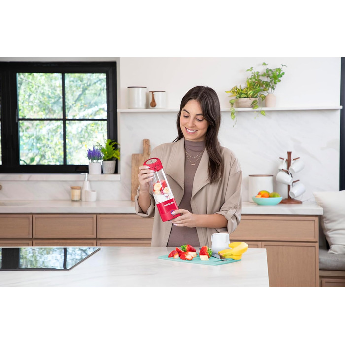 Портативний блендер nutribullet 475 мл, BPA-free Tritan, 4-лезова нержавіюча сталь, USB-C зарядка, міні-мультифункціональний міксер, магента