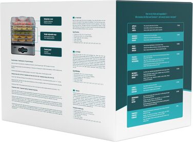 Сушарка для овочів та фруктів Sillar Edelstahl 5-ярусна з таймером та регулюванням температури 35-70°C, BPA-free