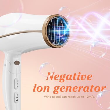 Фен для волосся Aigostar Luna 2200W з іонізацією, дифузором та аксесуарами, білий