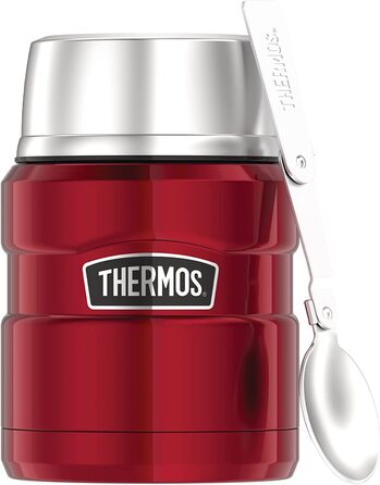 Термос для їжі Thermos Stainless King 470 мл з ложкою, нержавіюча сталь, червоний