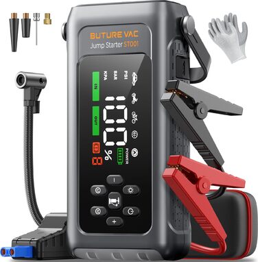 Портативний пусковий пристрій 5000A з компресором 150PSI, 12V, для автомобілів, з ліхтариком, рукавичками