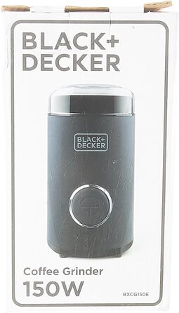 Кавомолка Black+Decker BXCG150E, 150 Вт, пластик, чорна, для 12 чашок, для кавових зерен