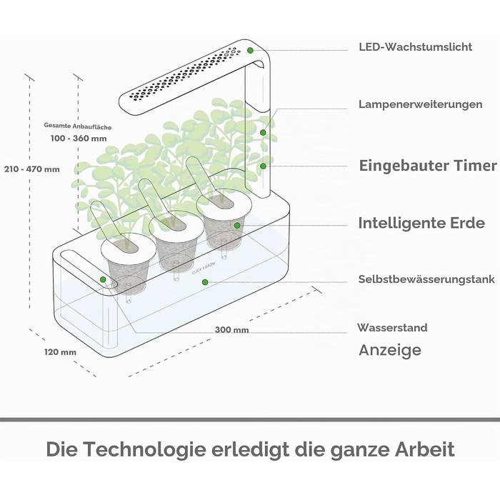 Click and Grow Growbox Smart Garden: Інтелектуальний сад для вирощування зелені вдома (3 капсули, темно-сірий)