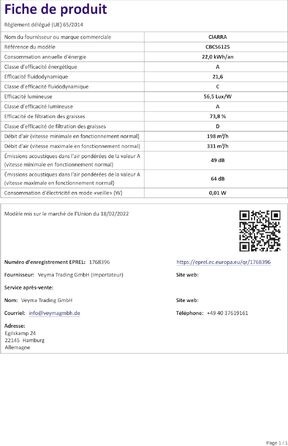 Вбудована витяжка CIARRA CBCB6926A A+++ 60 см, продуктивність 704 м³/год, рівень шуму 60 дБ, LED-підсвітка, режим рециркуляції та відведення, нержавіюча сталь, срібляста