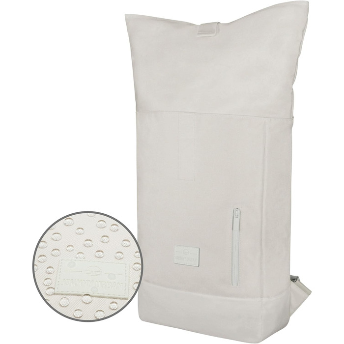 Рюкзак Johnny Urban Robin Medium Rolltop, водостійкий, для жінок і чоловіків, з відділенням для ноутбука, 15 л, кремово-білий, для університету, бізнесу та велосипеда, екологічний