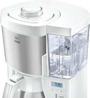 Кавоварка Melitta Look Therm Timer з термокувшином, таймером і захистом від капання, біла, модель 1025-17, для фільтр-кави