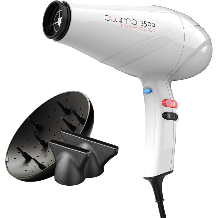 Фен GA.MA Italy Professional Pluma 5500 Endurance Ion, професійний, 2400 Вт, іонна технологія, турмалін, для блиску і без пухнастості, бірюзовий