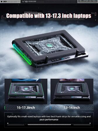 Ігровий охолоджувач для ноутбука llano V10 RGB Cooling Pad, підставка з вентиляторами, чорний
