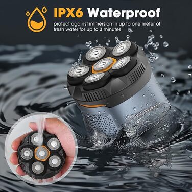 Електрична бритва для голови Glatzen Herren, водонепроникна IPX6, з LED-дисплеєм та акумулятором