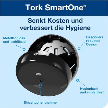 Диспенсер для туалетного паперу Tork SmartOne чорний T8, висока ємність, лінія Elevation, 680008, з можливістю дозаправки