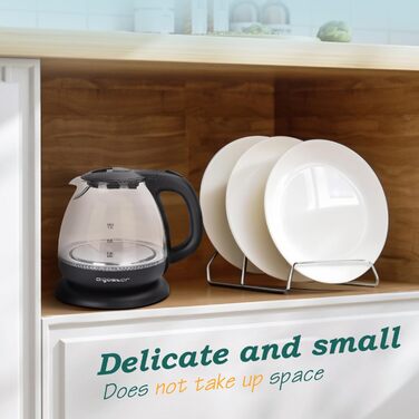 Електрочайник Aigostar Elfin 1 л з боросилікатного скла з LED-підсвіткою, 2200 Вт, BPA-free, швидке кип'ятіння, захист від перегріву, чорний