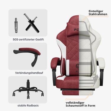 Ігрове крісло Gaming Chair з підставкою для ніг, ергономічний комп'ютерний стілець з високотехнологічної тканини для дорослих та підлітків, червоне