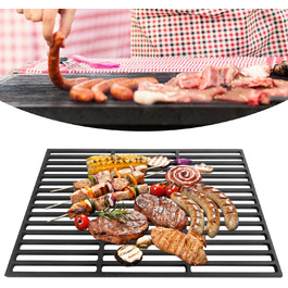 Гриль-решітка з чавуну 54x34 см прямокутна для BBQ, газового та вугільного гриля, плита-решітка для мангалу та каміна