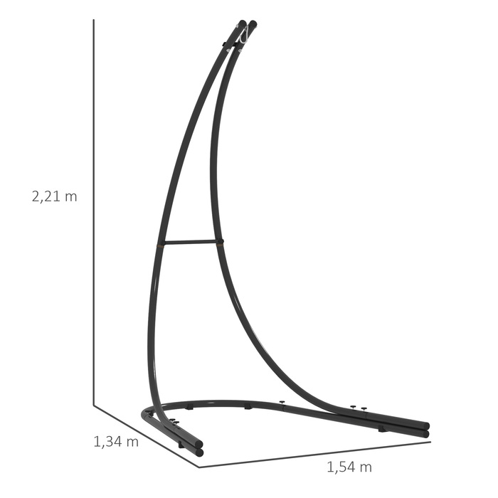 Підставка для гамака у формі C, металева, зі стійкою основою, чорного кольору, до 150 кг