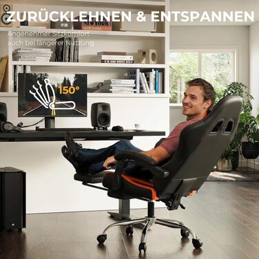 Ігрове крісло Dowinx Ergonomic Gaming Chair з підножкою, навантаження до 150 кг, регульовані підлокітники, офісне крісло для ПК, червоне