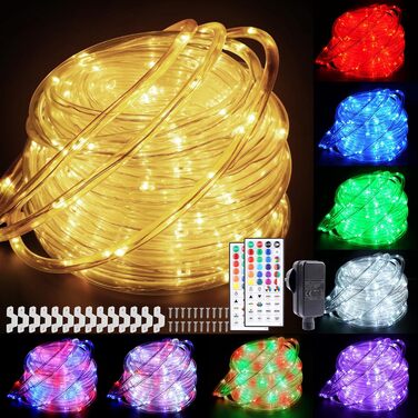 Світлодіодна гірлянда-шланг 30 м StarryEver, 300 LED, теплий білий та 24 різнокольорових, для вулиці, з пультом для саду