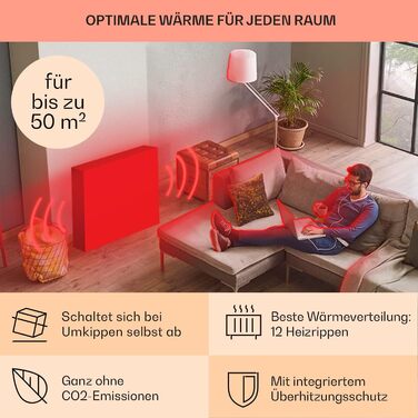 Електричний масляний радіатор Klarstein Thermaxx 2500 - опалення 2500 Вт, термостат 5-35°C, LED-дисплей, таймер, легкий, з роликами, білий/чорний