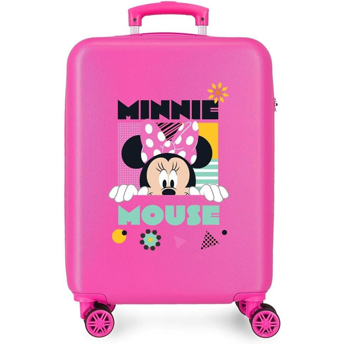 Дитяча валіза Disney Minnie рожевого кольору, ABS, 38x55x20 см, 35 л, з кодовим замком і 4 подвійними колесами, ручна поклажа