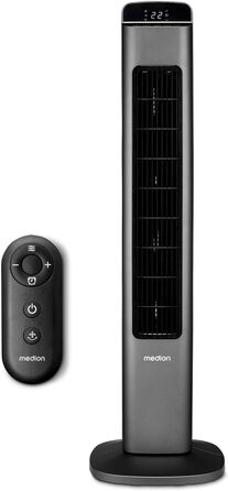 Вентилятор-колона MEDION P15 TF з пультом, 5 швидкостей, 45 Вт, LED-дисплей, автоматична осциляція 80°, антрацит