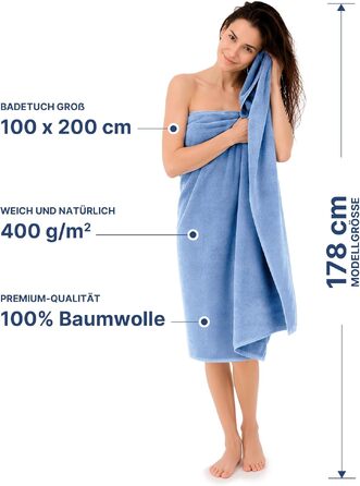 Рушник для сауни та пляжу altego XXL (100 x 200 см), бавовняний великий рушник преміум-якості, синій