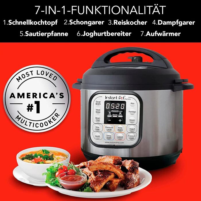Мультиварка Instant Pot Duo 3л – електрична, 7-в-1, з нержавіючої сталі, скороварка, рисоварка, пароварка, йогуртниця