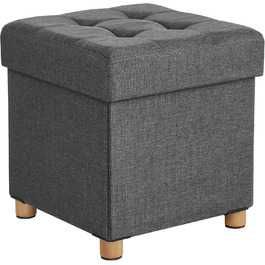 Складаний пуф SONGMICS зі сховищем, 38x38x40 см, шкіряний, до 300 кг, для вітальні та спальні, шифр-графіт