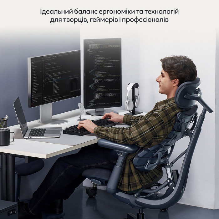 Крісло офісне ергономічне LiberNovo Omni Midnight Black 48 см