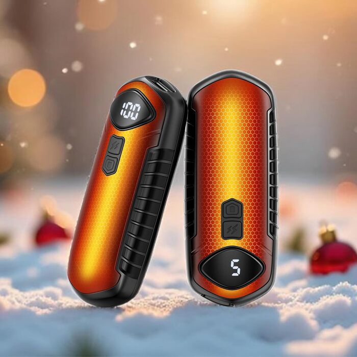 Грілки для рук акумуляторні, 2 шт, електричні, портативні, 6000mAh, кишенькові, ультралегкі, 5 режимів нагріву до 55°C, для кемпінгу, чорні