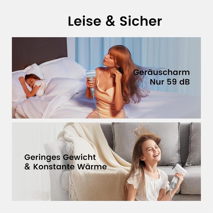 Фен Laifen з 200 мільйонів негативних іонів, Swift Special для подорожей, 110 000 об/хв, безщітковий мотор, швидке сушіння, тихий, з насадкою-дифузором (білий)