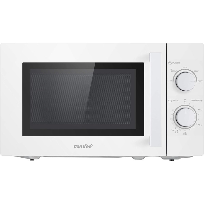 Мікрохвильова піч Comfee CMSN 20 WH, 20 л, 700 Вт, механічне керування, 5 режимів, розморожування, підсвічування, біла
