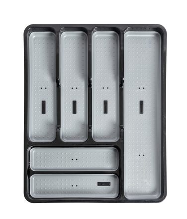 Органайзер для столових приборів Addis Premium Soft Touch, 3-секційний, біло-сірий, пластиковий лоток для кухні