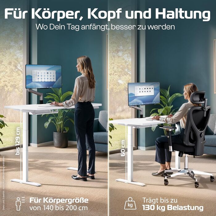 Ергономічний електричний стіл CLOUVOU CleverDesk 160x80 см з регулюванням висоти, USB, білий