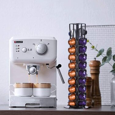 Обертова підставка для капсул Nespresso XIAPIA на 40 штук, чорна, органайзер для зберігання кавових капсул