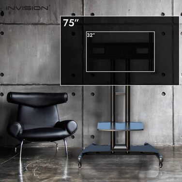Підставка для телевізора Invision на колесах для екранів 32-75 дюймів, мобільна, регульована по висоті, до 45.5 кг, VESA 600x400, GT1200 ScreenStation