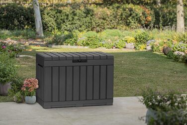Ящик для зберігання садовий Koll Living Kentwood 190л антрацит - для подушок, інструментів, іграшок - водонепроникний, вентильований