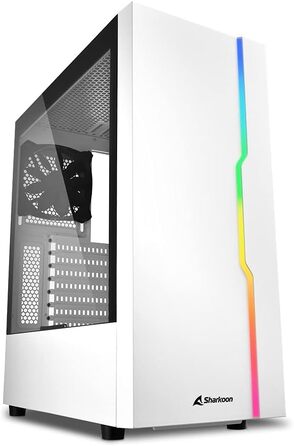 Корпус для ПК Sharkoon RGB Slider білий з підсвіткою, ATX, USB 3.0, скляна панель