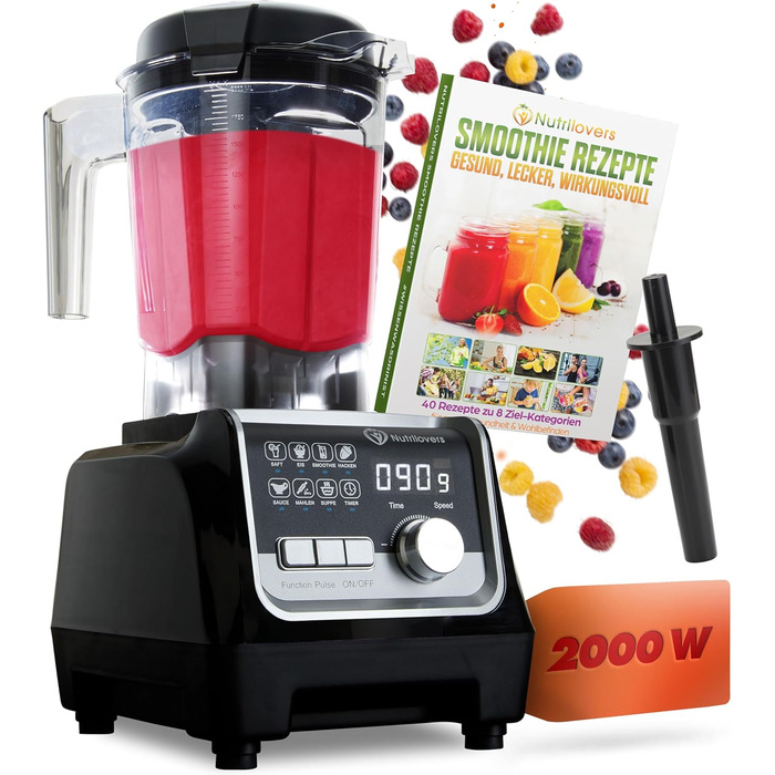Потужний блендер NUTRI-BLENDER MAX+ 2000Вт, професійний стаціонарний міксер для смузі, 2 л Tritan (без BPA), 9 швидкостей, цифровий таймер, рецепт-книга