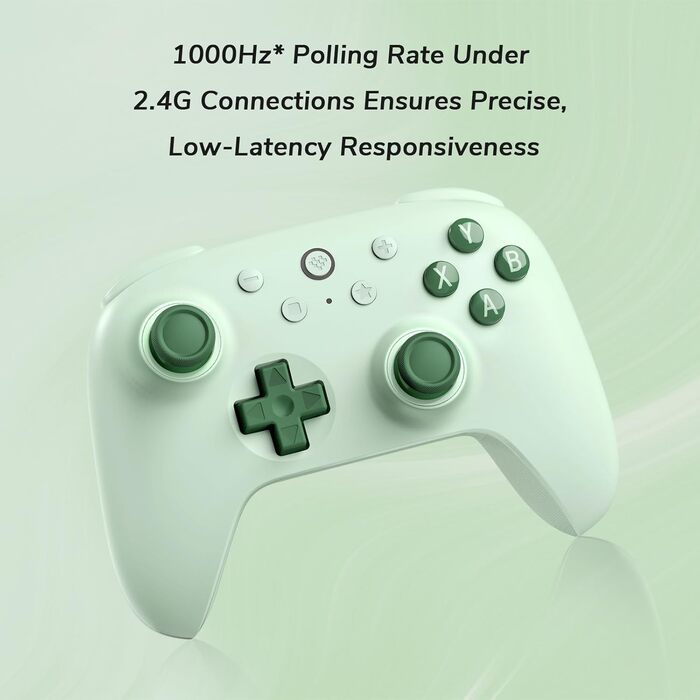 8BitDo Ultimate 2C: Бездротовий контролер для ПК Windows та Android, 1000 Гц, Hall-ефект, Turbofunktion (Зелений)