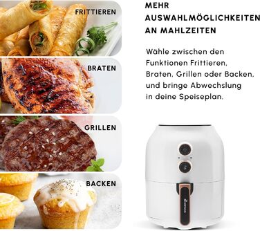 Аерофритюрниця Karaca Multifry 3,5 л 1350 Вт біла, енергозберігаюча, легке очищення, здорова смаження, аерофрайєр