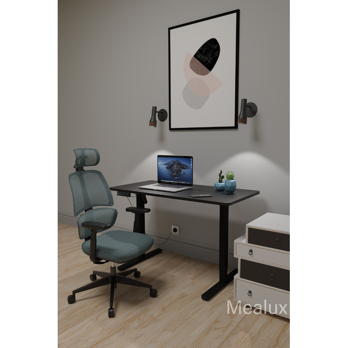 Комплект Mealux PowerDesk Lite Black + Leo Air Grey Blue (арт. EVO-201 Lite B/B +Y 546 KBGL)