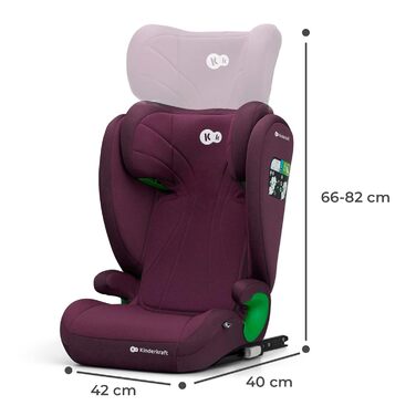 Дитяче автокрісло Kinderkraft JUNIOR FIX2 I-SIZE 15-36 кг, Isofix, група 2/3, 100-150 см, регульована спинка та підголівник, підвищена безпека, бордо