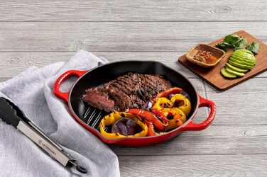 LE CREUSET Signature Сковорода гриль кругла висока з чавуну, 25 см, Червоний (Ofenrot), для всіх типів плит та духовок